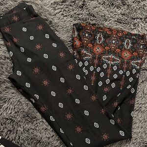 Shosho Black and Orange Patterned Leggings